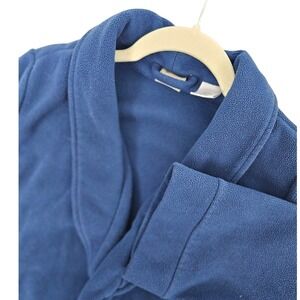 Kids Blue Fleece Bathrobe Shawl Collar Belted Pockets Size S 8 ItemID 212316